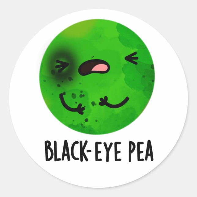 Sticker Rond Pois de l'oeil noir amusant Veggie Pun (Devant)