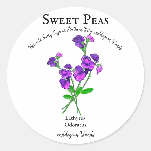 Sticker Rond Pois doux violet Fleurs Art avec texte (Devant)