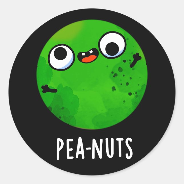 Sticker Rond Pois Drôle Crazy Pea Pun Dark BG (Devant)