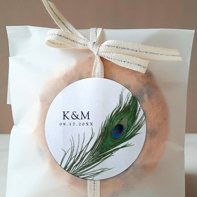 Sticker Rond Pois en plume de paon | Événement Mariage (Créateur téléchargé)