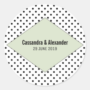 Sticker Rond Pois moderne Sage Mariage