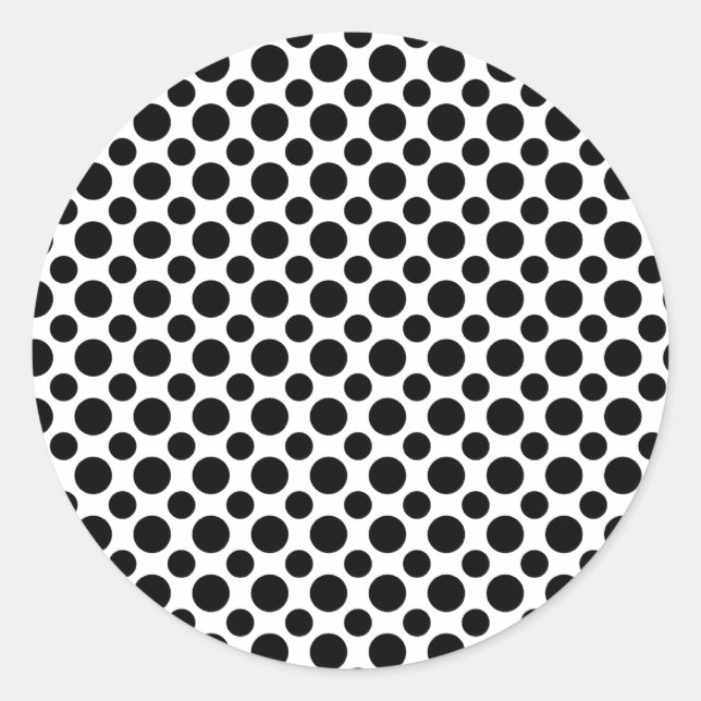 Sticker Rond Pois noirs blancs grands et petits (Devant)