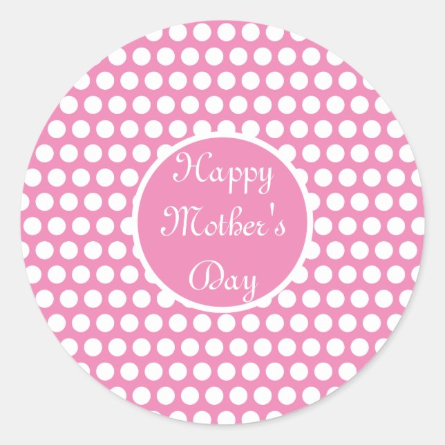 Sticker Rond Pois rose et blanc (Devant)