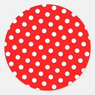 Sticker Rond Pois rouges et blancs