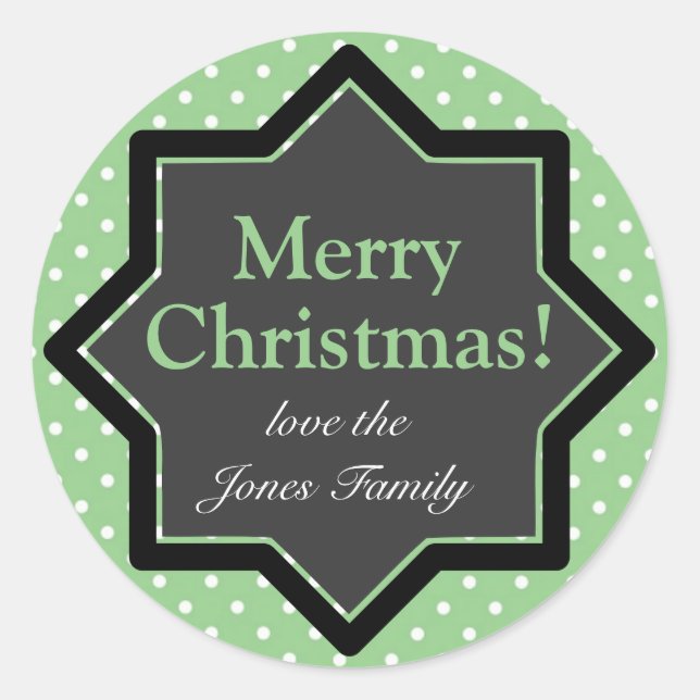 Sticker Rond Pois sur la coutume verte Noël (Devant)