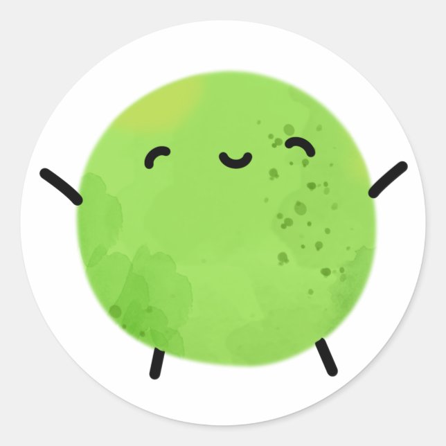 Sticker Rond Pois vert Cute Kawaii (Devant)