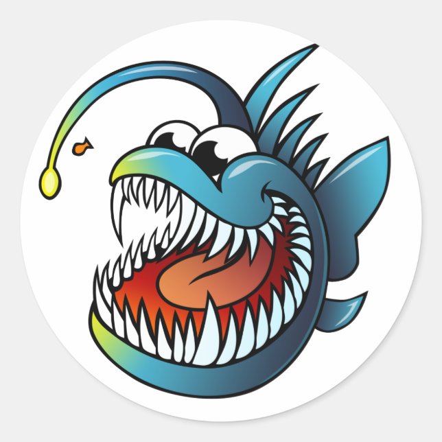 Sticker Rond Poisson à caricature (Devant)