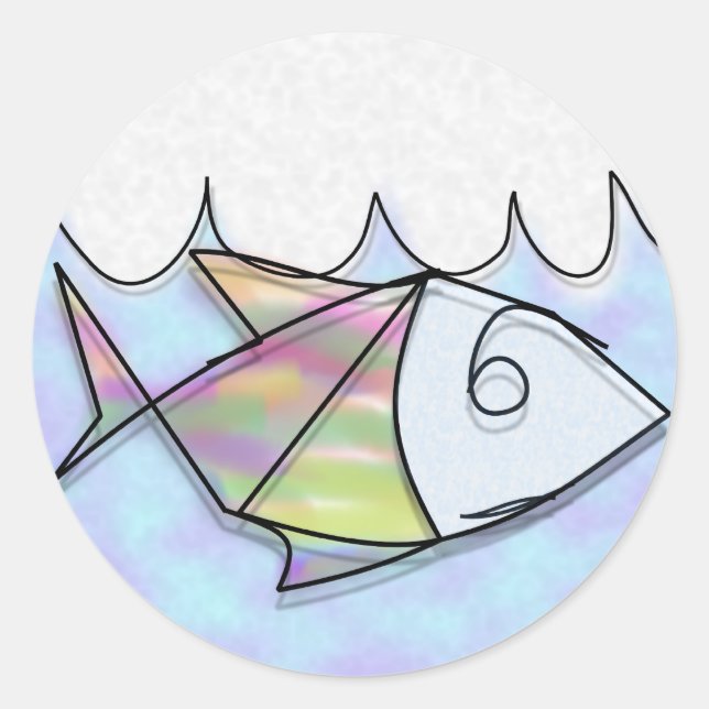 Sticker Rond Poisson à fil (Devant)