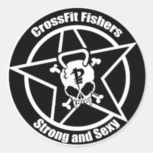 Sticker Rond Poisson autocollant, crâne, fort et sxy