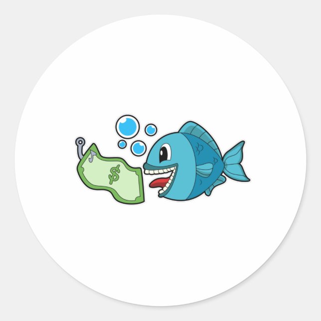 Sticker Rond Poisson avec billet de banque (Devant)