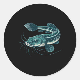 Sticker Rond Poisson-chat marcheur d'art de pêche vintage