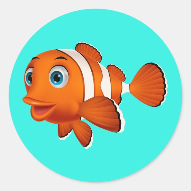 Sticker Rond Poisson clown Animé (Devant)