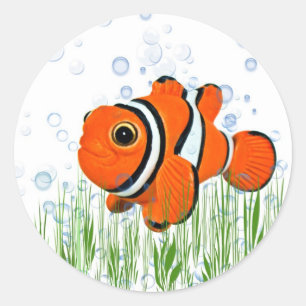 Sticker Rond Poisson Clown mignon