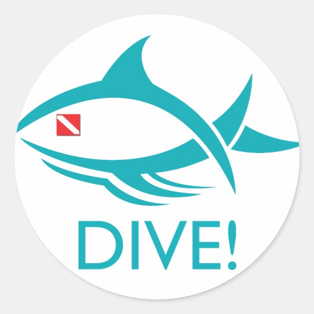 Sticker Rond Poisson de plongée tribale (Devant)