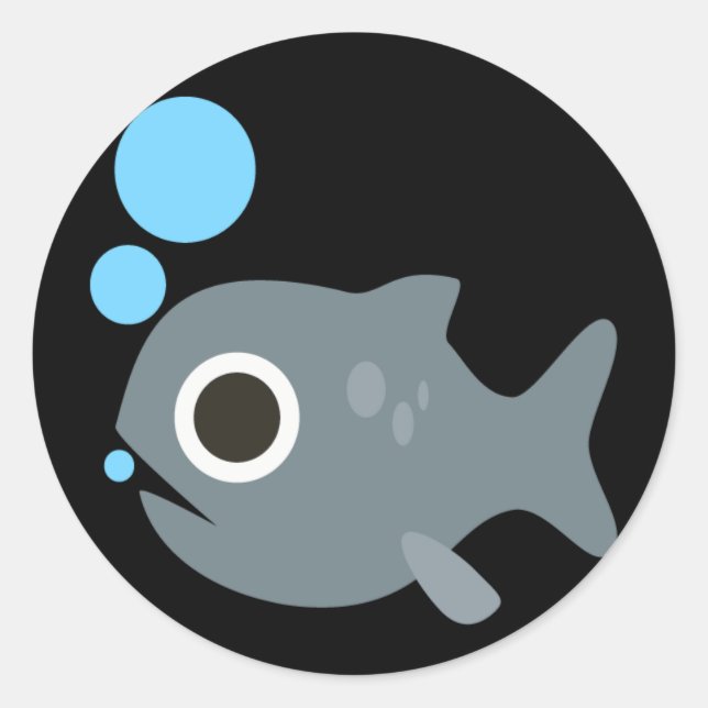Sticker Rond Poisson Emoji mignon (Devant)