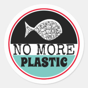 Sticker Rond Poisson en plastique, changement climatique
