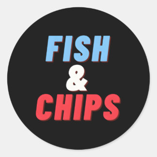 Sticker Rond Poisson Et Chips Le Repas Parfait Du Chippy
