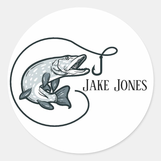 Sticker Rond Poisson et crochet personnalisé (Devant)