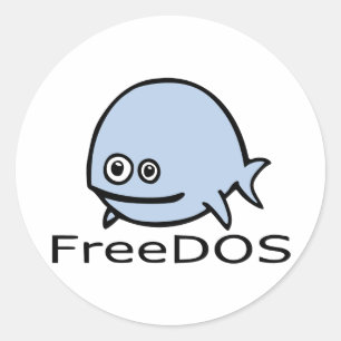 Sticker Rond Poisson FreeDos - Bleu avec nom