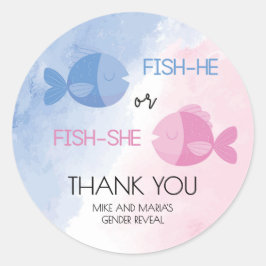 Sticker Rond Poisson-il ou Poisson-elle genre révéler autocolla