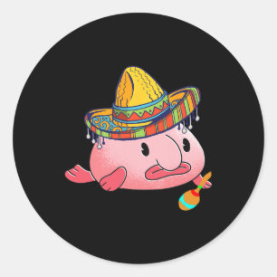 Sticker Rond Poisson Laide Poisson Profond Mer Drôle Costume So