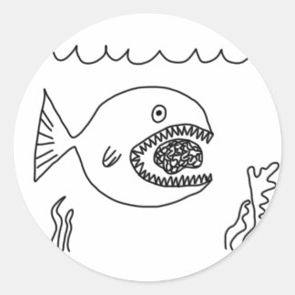 Sticker Rond Poisson Mange Cerveau