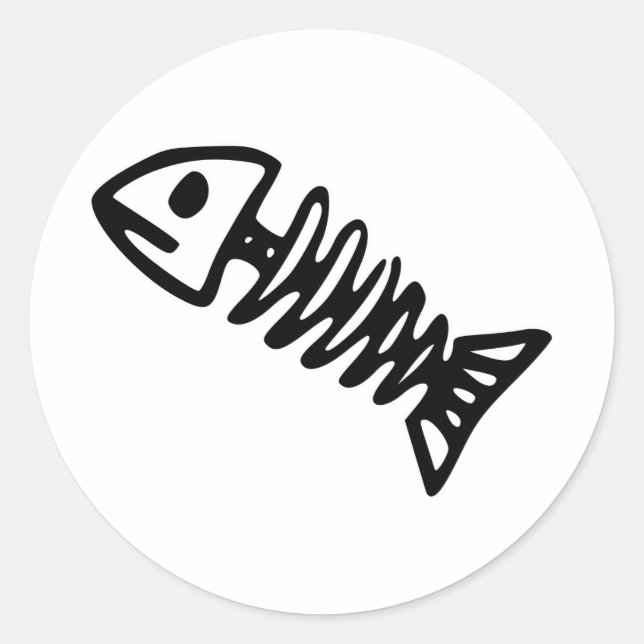 Sticker Rond Poisson mort Squelette Os crâne Fossile (Devant)
