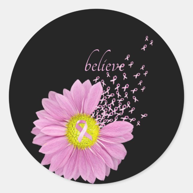 Sticker Rond Poisson rose avec rubans roses (Devant)