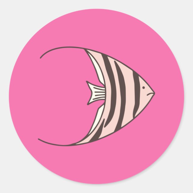 Sticker Rond Poisson rose mou (Devant)