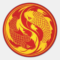 Poisson rouge et jaune Yin Yang Koi