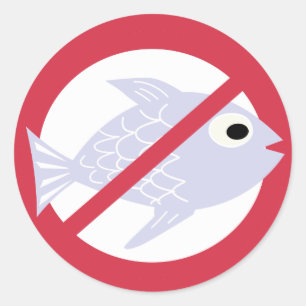 Sticker Rond Poisson Sans Symbole de poisson Symbole rouge Alle