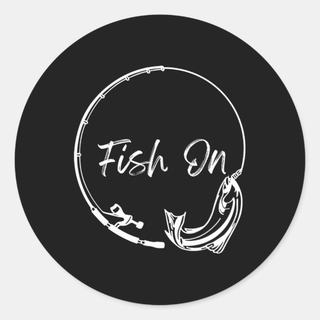 Sticker Rond Poisson Sur Capture Drôle Dit Pêche Humour Hommes  (Devant)