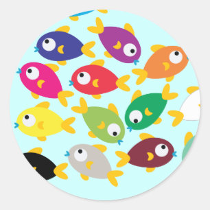 Sticker Rond Poissons