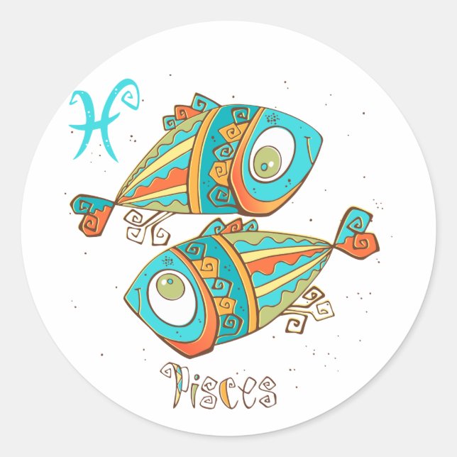 Sticker Rond Poissons adorables (Devant)