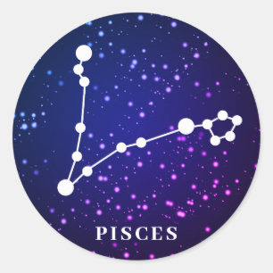 Sticker Rond Poissons Constellation Zodiac
