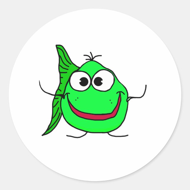 Sticker Rond Poissons de bande dessinée (Devant)