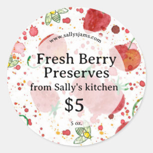 Sticker Rond Poissons Fraîches De Berry De Cuisine De Jar Étiqu