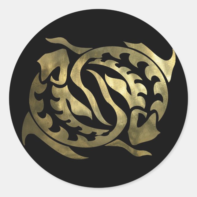Sticker Rond Poissons Gold Pisces (Devant)