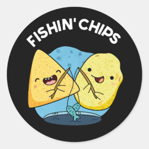 Sticker Rond Poissons jetons drôle Nourriture jeu BG foncé