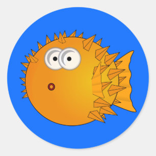 Sticker Rond Poissons mignons de décolleur de bande dessinée