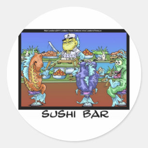 Sticker Rond Poissons Rencontrent les Marchés alias Cadeaux Drô