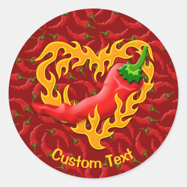 Sticker Rond Poivre chili au coeur de flamme (Devant)