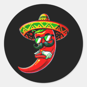 Sticker Rond Poivre Cinco De Mayo Mexicain Pride Hot Jal