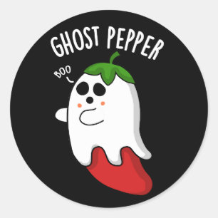 Sticker Rond Poivre Fantôme Funny Chili Pun Dark BG