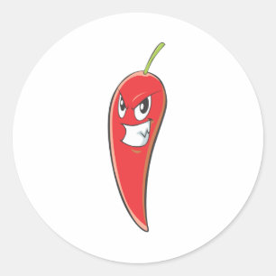Sticker Rond Poivron rouge chaud et épicé