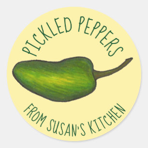Sticker Rond Poivrons à poivrons verts Hot Jalapeno Personnalis