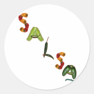Sticker Rond Poivrons de piment de Salsa
