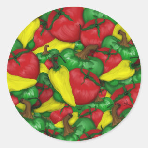 Sticker Rond Poivrons de tomate chauds
