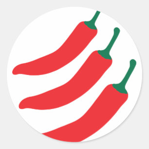Sticker Rond Poivrons d'un rouge ardent de piments trois