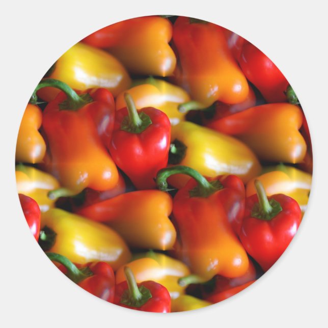 Sticker Rond Poivrons rouges et jaunes (Devant)